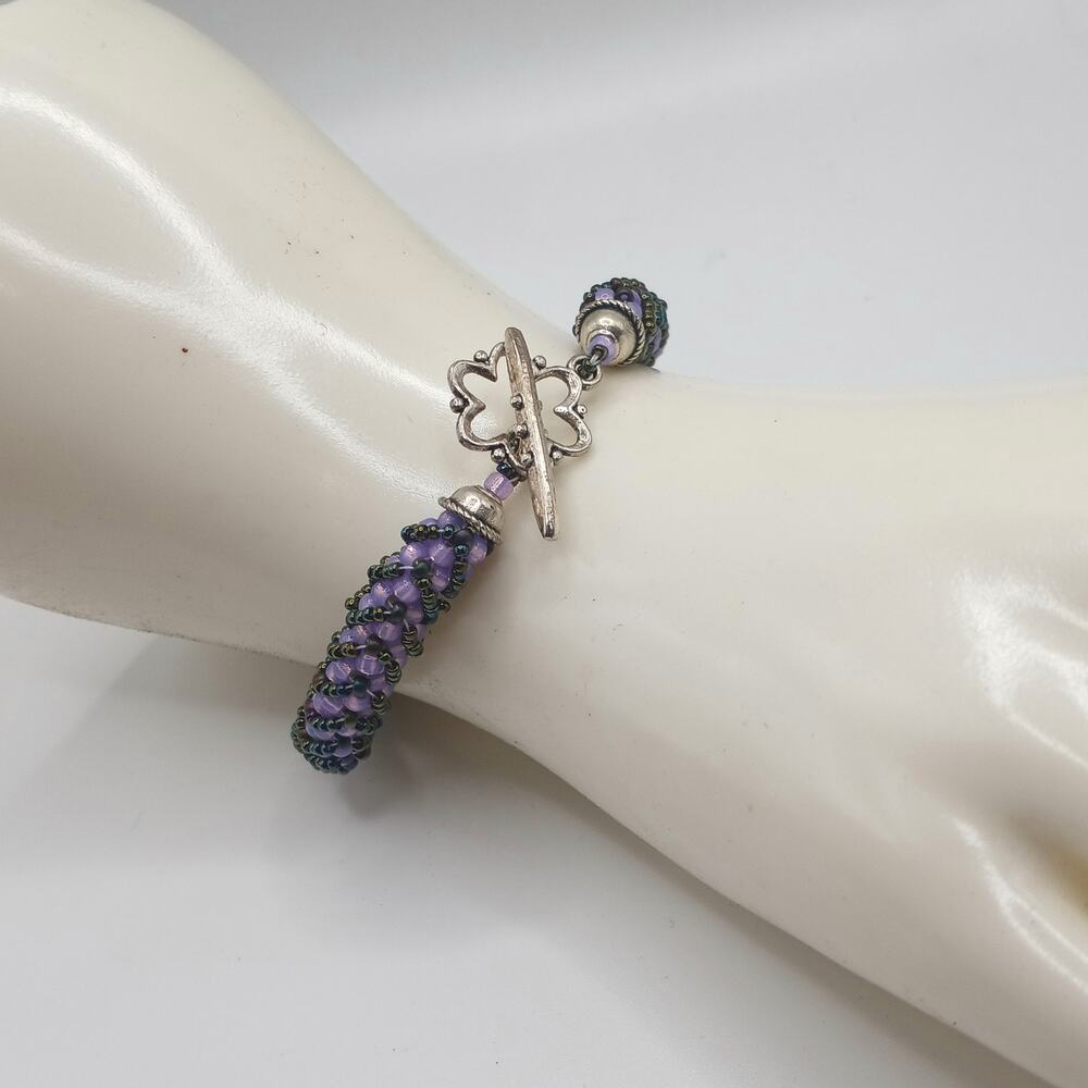 HANDMADE Violet Netted Rope Bracelet  7.5'' - Picture 3 of 6